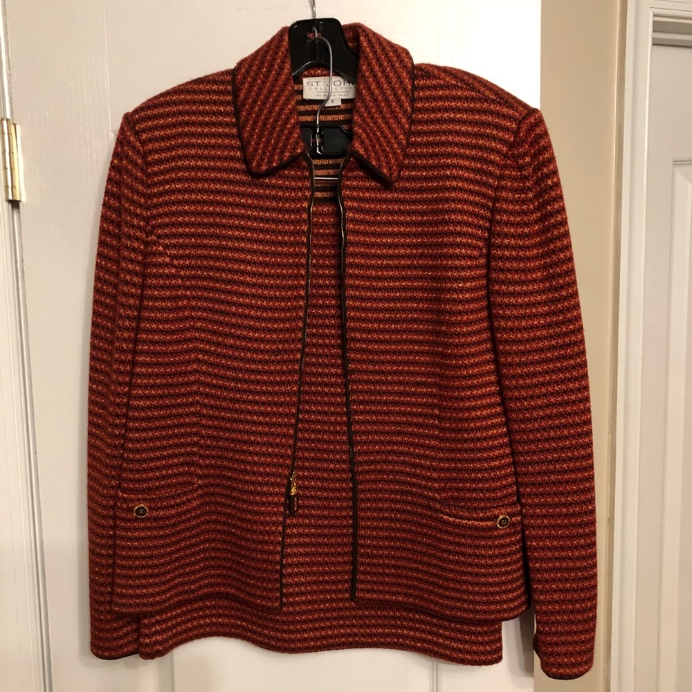 St. John two piece knit suit. Rust tweed knit.